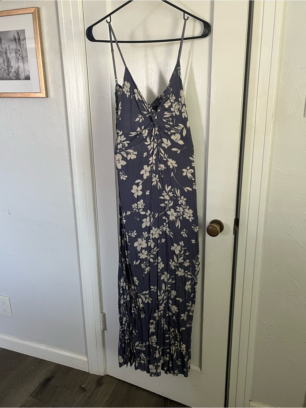 J.O.A. Navy Maxi Dress with Cream Floral Print